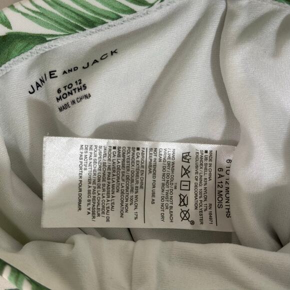 Janie and Jack Baby Palm Leaf Rash Guard Swim Set Size 6-12 Months Green - Picture 5 of 8